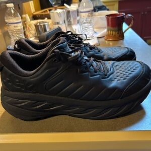 Hoka Men’s Bondi One One SR (Slip Resistant) Black Leather Shoes